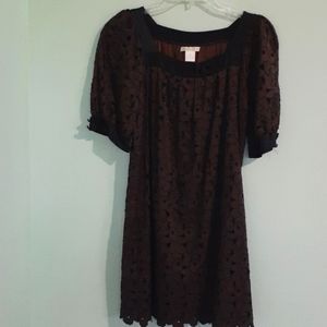 Vintage Gold Hawk large silk brown with black trim dress